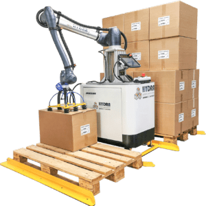 Cobot Palettierer mit hoher Nutzkraft und ueberdurchschnittlichen Reichweite