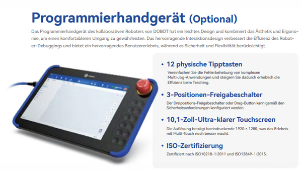 Infogrfik zum Dobot Teach Pendant