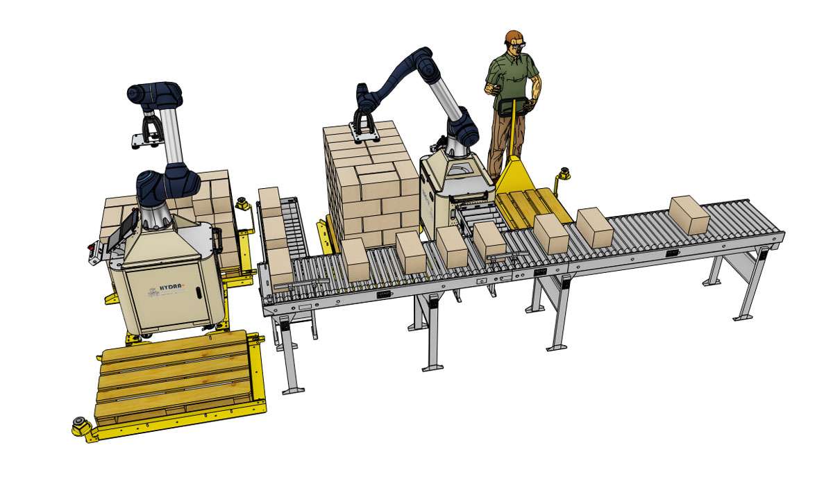 Hydra Palettierer CAD End-of-Line Simulierung